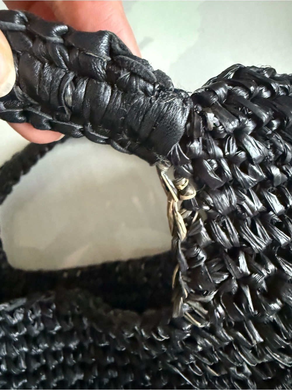 Flora Bella Napa Soft Tote |Raffia Summer Bag Boho Chic Leather Braided Handles - Picture 12 of 14